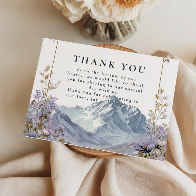 Carte De Remerciements Soft Wildflower Mountain Wedding (Créateur téléchargé)