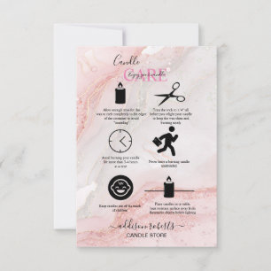 Carte De Remerciements Soins aux bougies rose esthétique