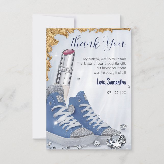Carte De Remerciements Soirée d'anniversaire de luxe personnalisée Basket (Devant)