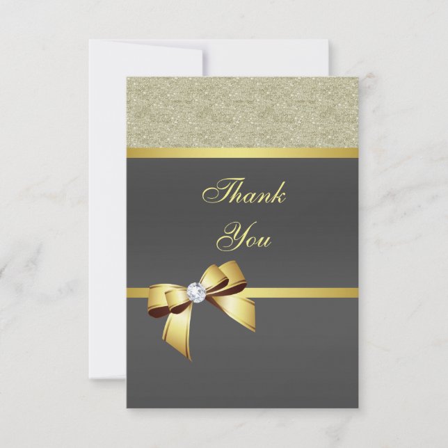 Carte De Remerciements Soirée d'Anniversaire Gold & Black (Devant)