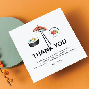 Carte De Remerciements Soirée d'anniversaire Sushi Personnalisé Moderne
