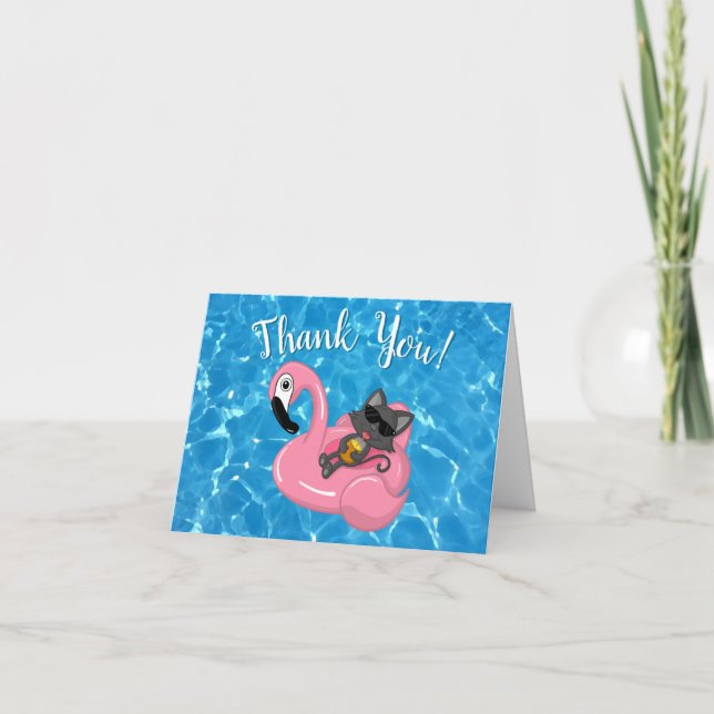 Carte De Remerciements Soirée de l'Anniversaire de enfant Flamant rose de (Devant)