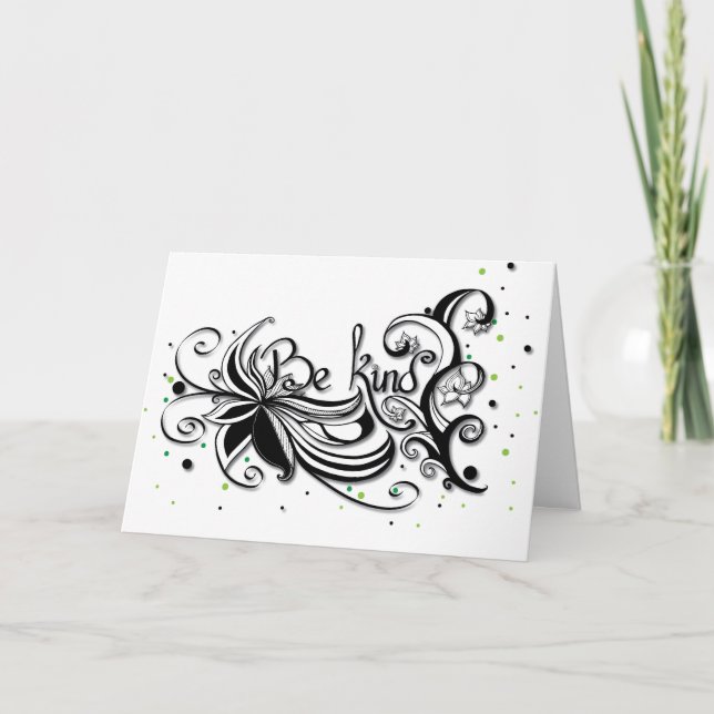 Carte De Remerciements SOIS GENTIL ! Citation calligraphie inspirante (Devant)