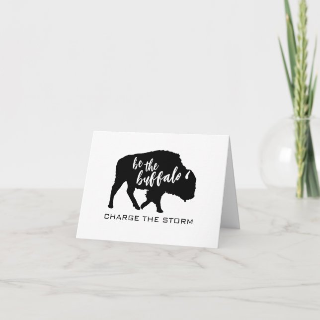 Carte De Remerciements Sois la silhouette de Buffalo charge la tempête (Devant)