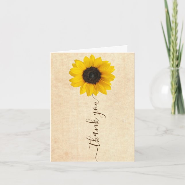 Carte De Remerciements Soleil brillant | Lettre main rustique (Devant)