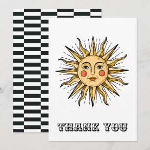 Carte De Remerciements Soleil jaune avec un visage