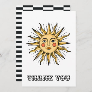 Carte De Remerciements Soleil jaune avec visage
