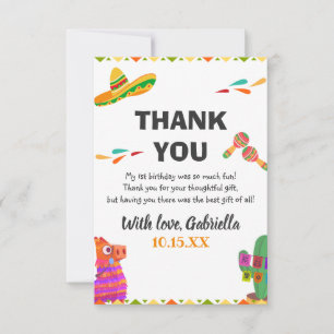 Carte De Remerciements Sombrero Llama Fiesta de style mexicain Premier an