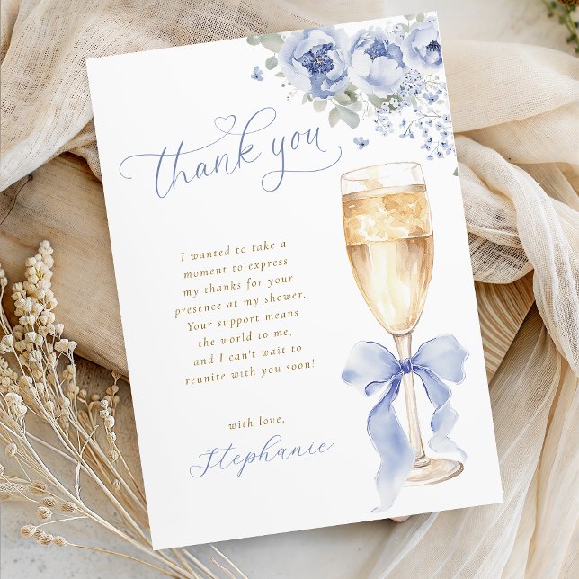 Carte De Remerciements Something Blue Floral Bridal Shower Thank You Card (Créateur téléchargé)