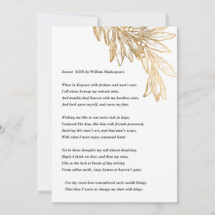 Carte De Remerciements Sonnet 29 par William Shakespeare Note Card