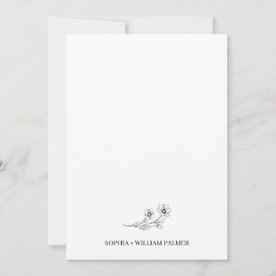 Carte De Remerciements Sophia Elegant Simple Black White Photo Mariage