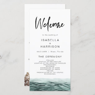 Carte De Remerciements SOPHIA   Tropical Beach Ocean Palm Wedding Program