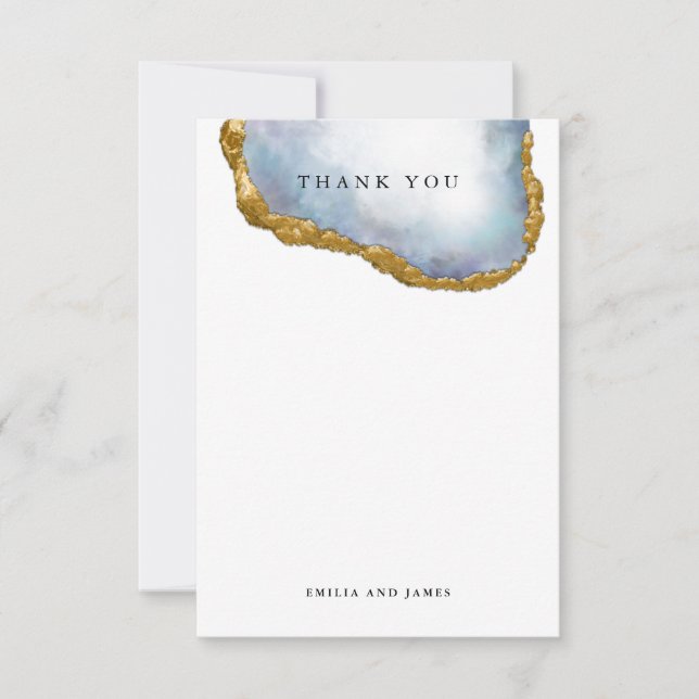 Carte De Remerciements Sophistication Agate Pearl Mariage d'or Photo (Devant)