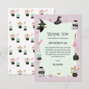 Carte De Remerciements Sorcière verte mignonne et méchante Anniversaire H