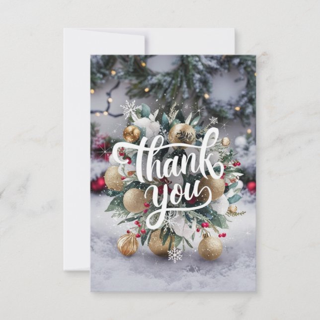 Carte De Remerciements Souhait d'hiver Enchantée Joyeuses Vacances (Devant)