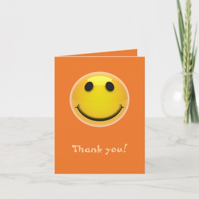 Carte de remerciements - souriant sur orange (Devant)