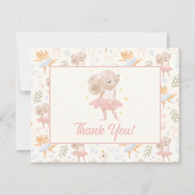 Carte De Remerciements Souris Ballerina Tutu Excitée (Devant)