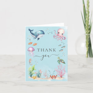 Carte De Remerciements Sous La Mer Animaux Aquarelle Animaux