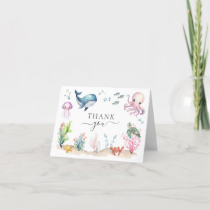 Carte De Remerciements Sous le Baby shower d'animaux marins