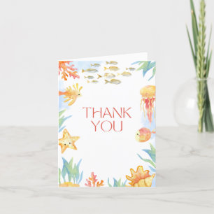 Carte De Remerciements Sous le Baby shower d'aquarelle de mer