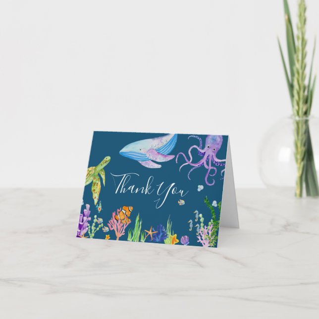 Carte De Remerciements Sous le Baby shower marin (Devant)