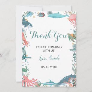 Carte De Remerciements Sous le Baby shower Sea Cute Ocean Animaux RSVP