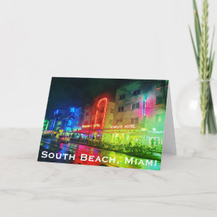Carte De Remerciements South Beach, Miami, Floride Art Déco