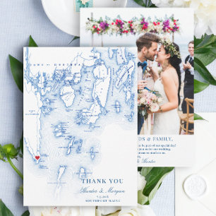 Carte De Remerciements Southport Boothbay Maine Mariage Flat