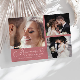 Carte De Remerciements Souvenirs Réalisés Avec Amour Mariage Rose Multi P