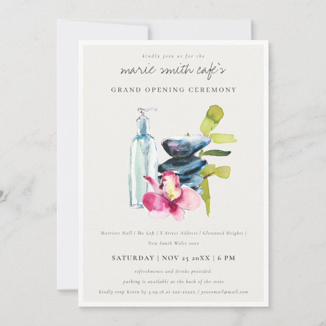 Carte De Remerciements Spa chic en pierre d'orchidée Massage Grand Invita (Devant)