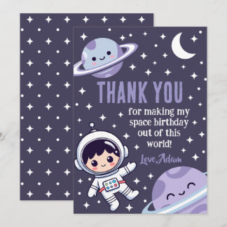 Carte De Remerciements Space Astronaut | Outer Space Galaxy Planets Stars