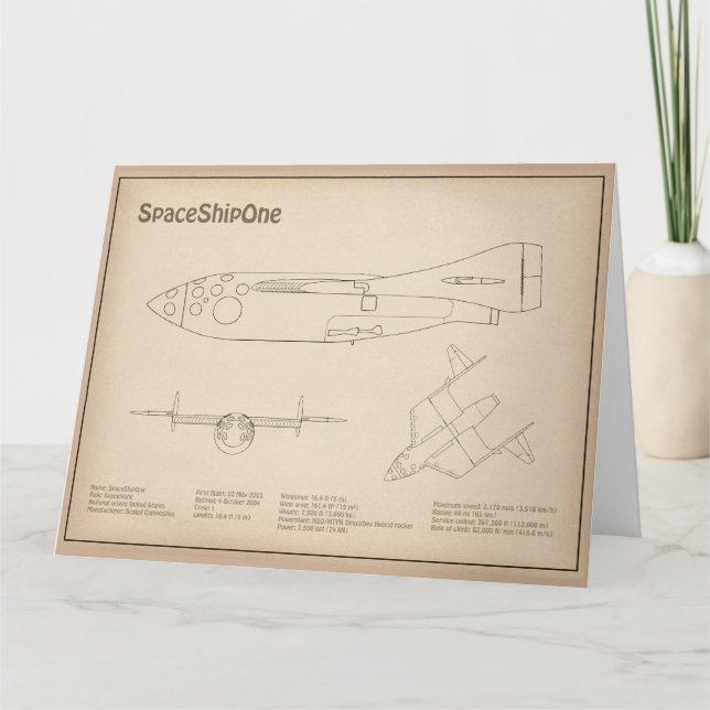 Carte De Remerciements SpaceShipOne - Plans de dessin plan d'avion SD (Devant)