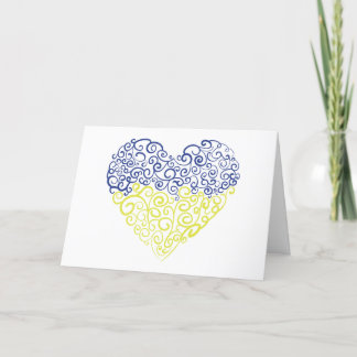 Carte De Remerciements Spiral tourbillons mehandi coeur drapeau ukrainien