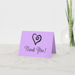 Carte De Remerciements Spirale Cœur Unique Minimaliste sur Violet Pastel