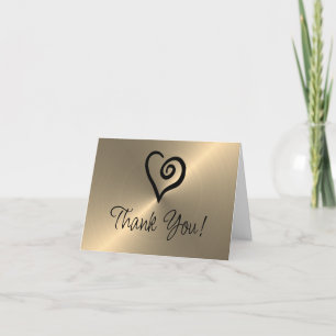 Carte De Remerciements Spirale minimaliste à coeur unique sur Faux Metall