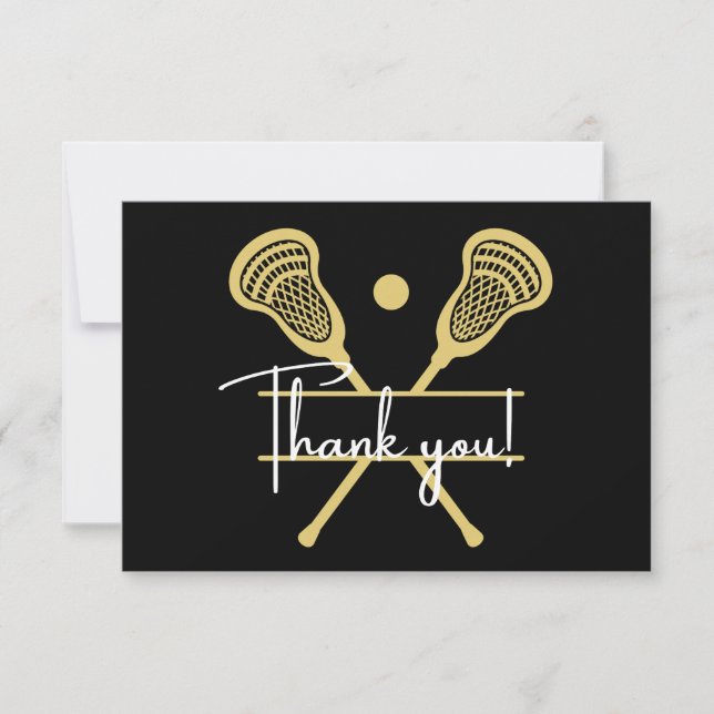 Carte De Remerciements Sports de crosse Noir et Blanc (Devant)