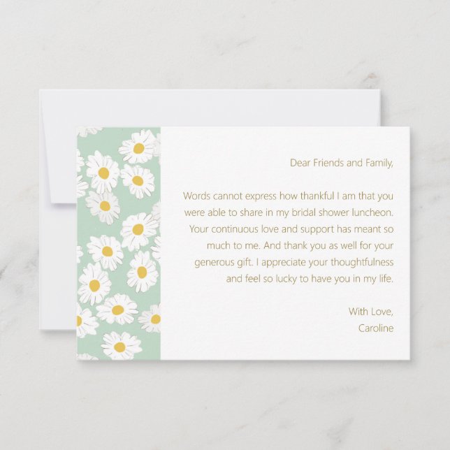 Carte De Remerciements Spring Pastel Sage Blue Daisers Message personnali (Devant)