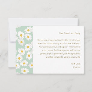 Carte De Remerciements Spring Pastel Sage Blue Daisers Message personnali