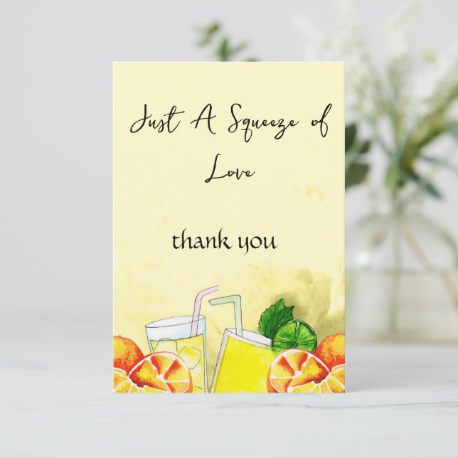 Carte De Remerciements Squeeze of Love Lemonade Citron Citrus Bride Party (Debout devant)