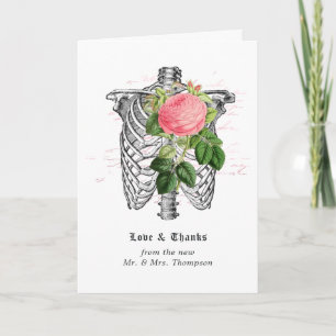 Carte De Remerciements Squelette floral Whimsical Mariage gothique