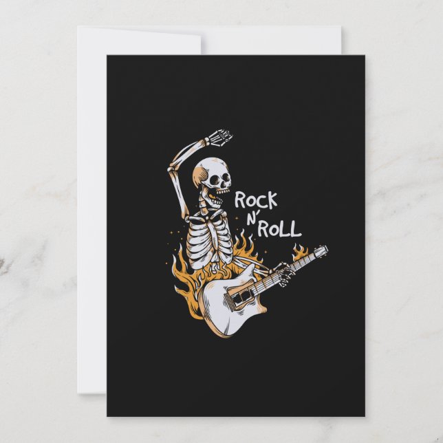 Carte De Remerciements Squelette jouant de la guitare avec feu (Devant)