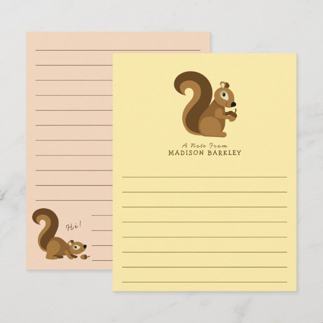 Carte De Remerciements Squirrel Cute Bois de l'enfant (Devant / Derrière)