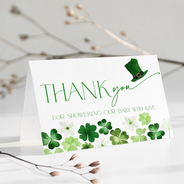 Carte De Remerciements St. Patricks Day Green Baby Shower Thank You (St. Patricks Day Thank You Card)