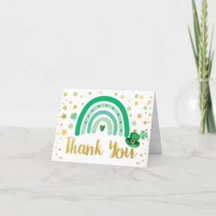 Carte De Remerciements St Patrick's Day Rainbow Green & Gold