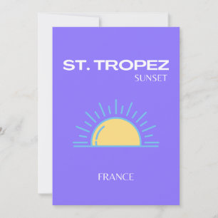 Carte De Remerciements St Tropez, Coucher de soleil, violet