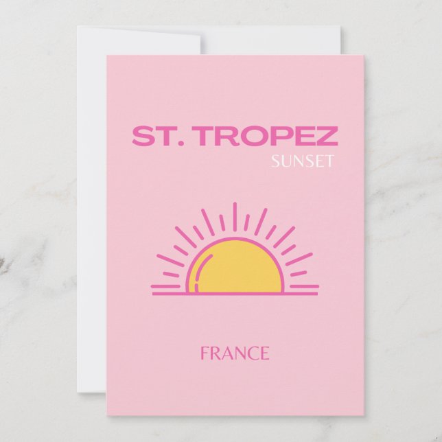 Carte De Remerciements St Tropez, France, Coucher de soleil, Art de voyag (Devant)