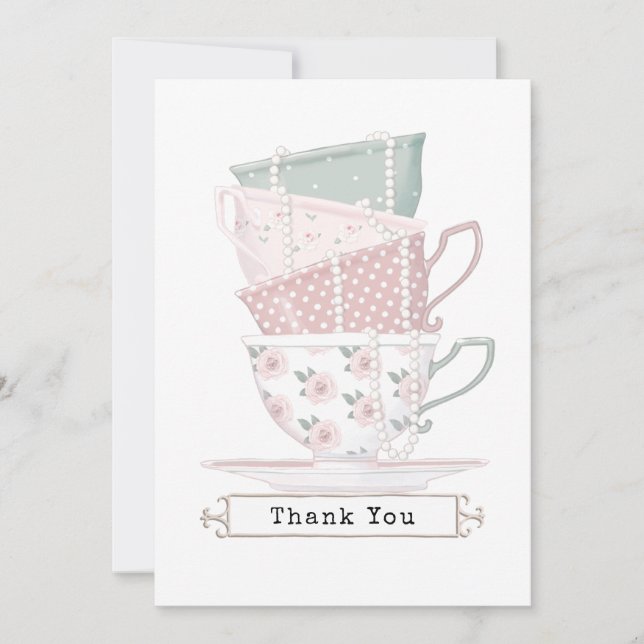 Carte De Remerciements Stack et perles pour la petite fille chic (Devant)