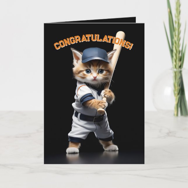 Carte De Remerciements Star de baseball Kitten (Devant)