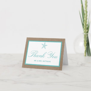 Carte De Remerciements Starfish Turquoise Burlap Beach Wedding Collection