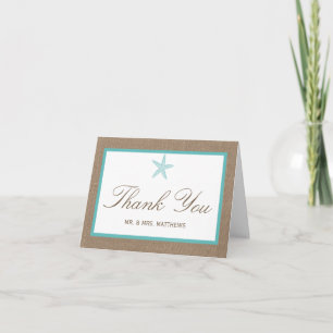 Carte De Remerciements Starfish Turquoise Burlap Beach Wedding Collection